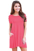 Sexy Pink Banded Short Sleeve Relaxing Casual Dress
